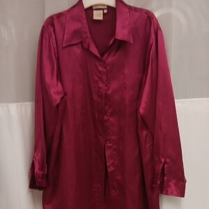 Roaman's Satin Blouse in Deep Pink